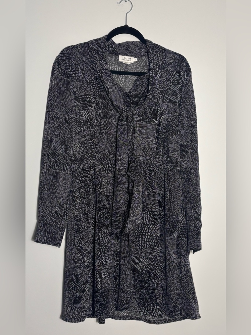 Molly Bracken Black & White Geometric Chiffon Dress – Size M